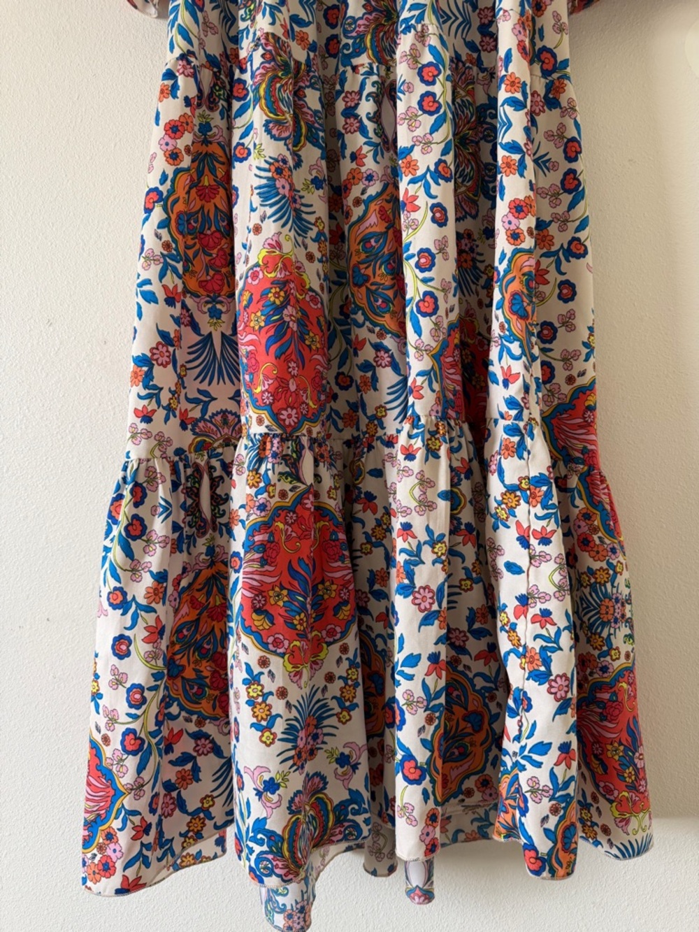 EUC Boemo Anthropologie Bell Sleeve Boho Kimono Maxi Dress Cream Multi Floral - Picture 6 of 12